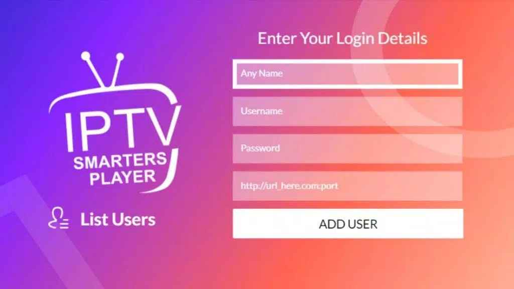 Enter the login details of IPTV Provider