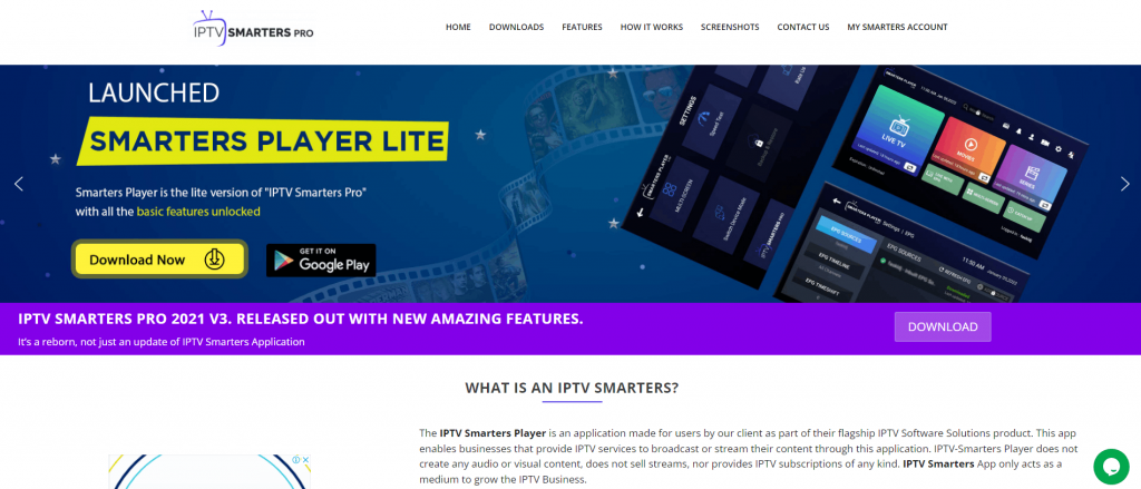 Visit the IPTV Smarters website