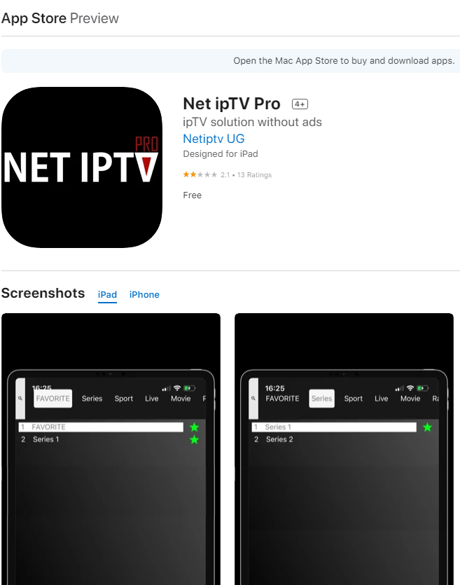 Install Net IPTV on iOS device