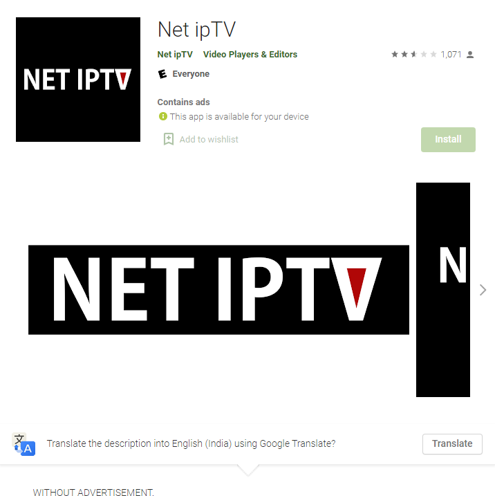 Install Net IPTV on android