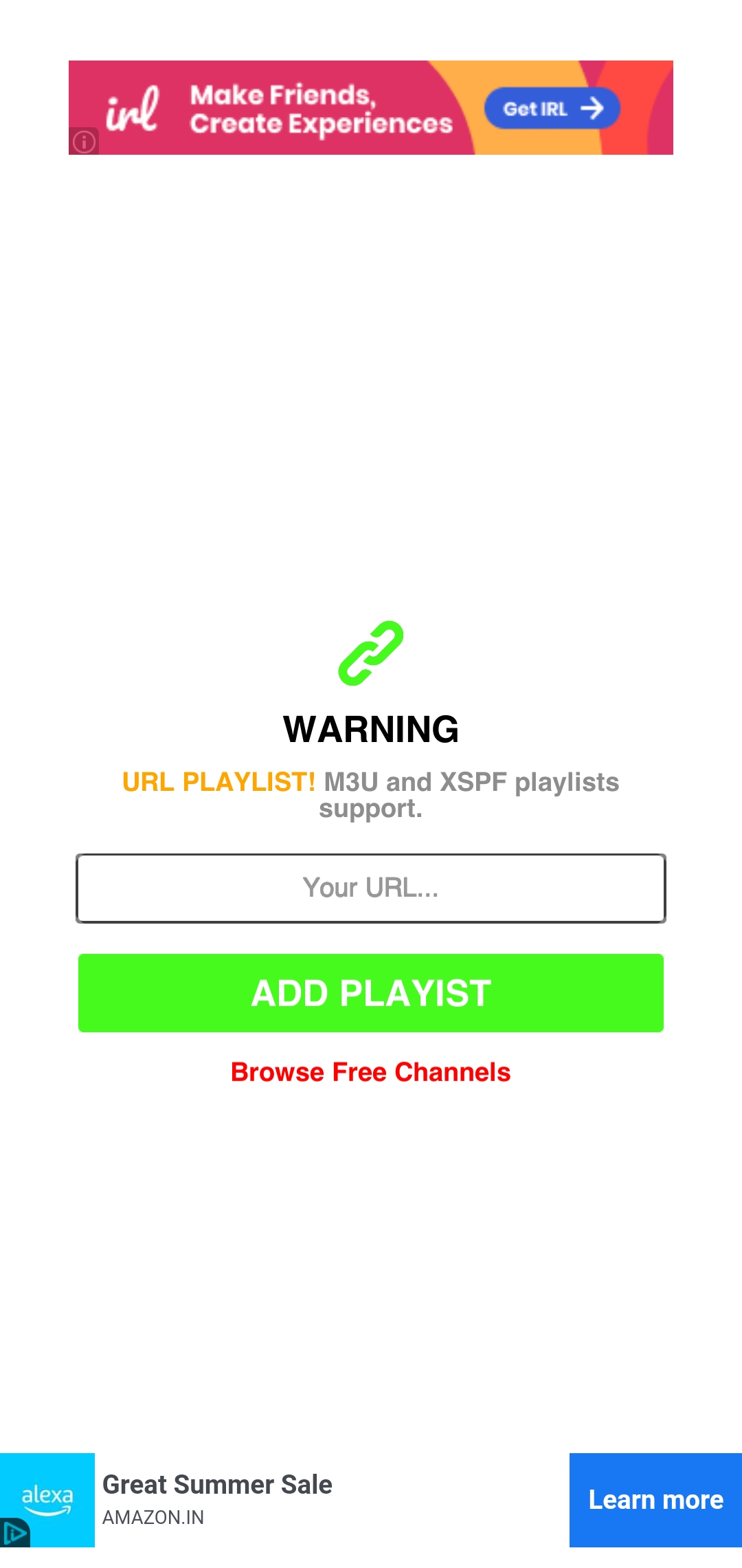 Select Add Playlist to stream Rayo IPTV