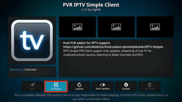 PVR Simple Client on Kodi 