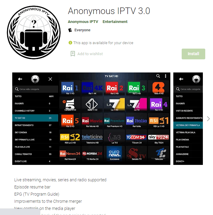 Install Anonymous IPTV