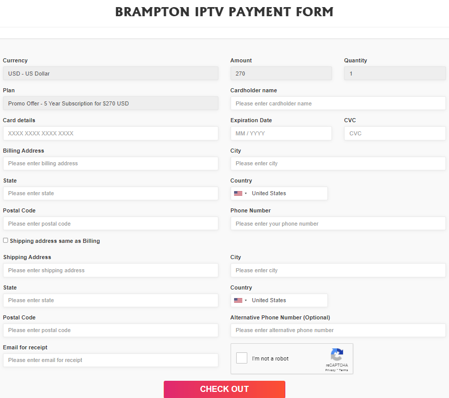 Select Check Out to stream Brampton IPTV