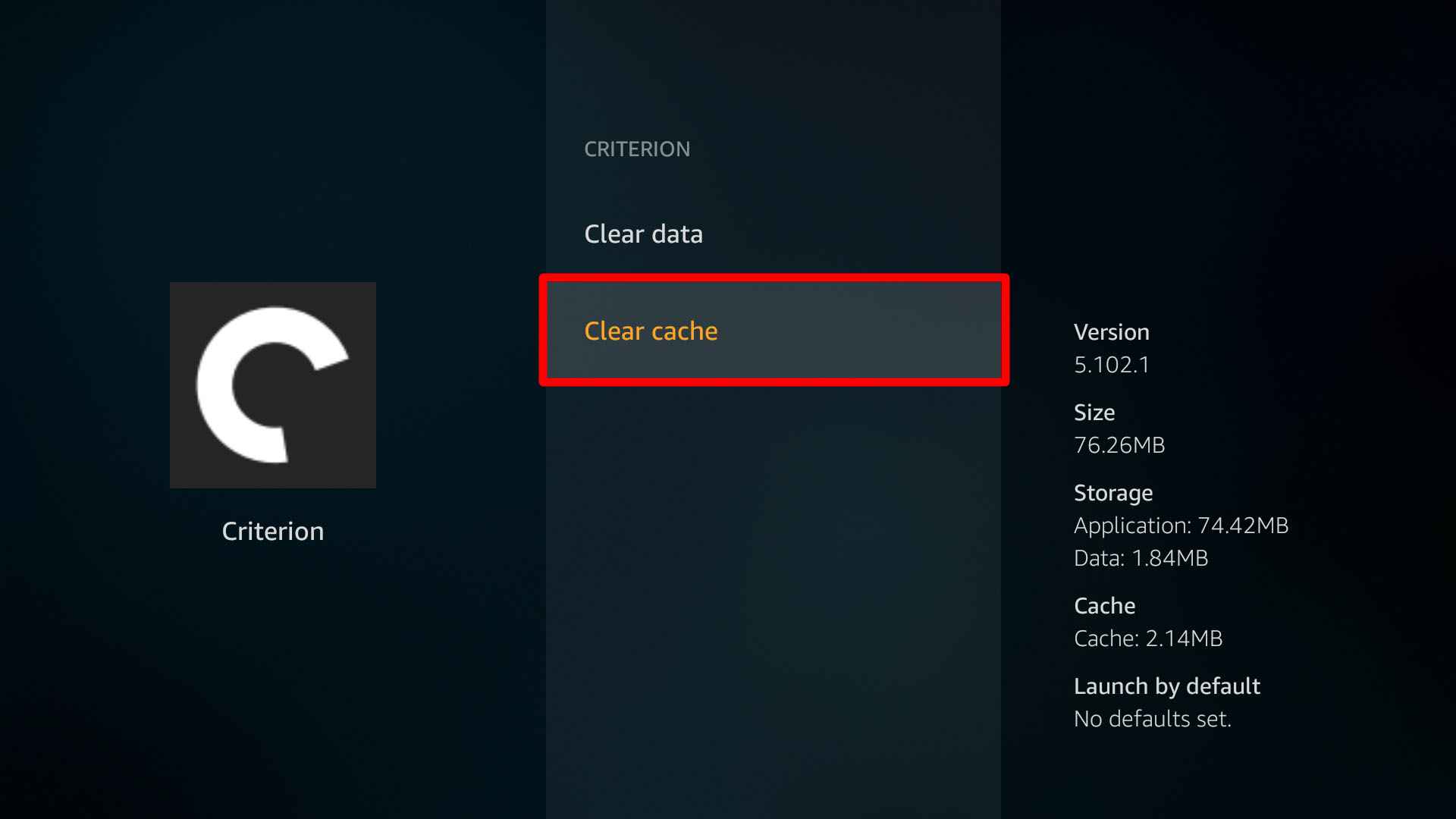 Select Clear Cache