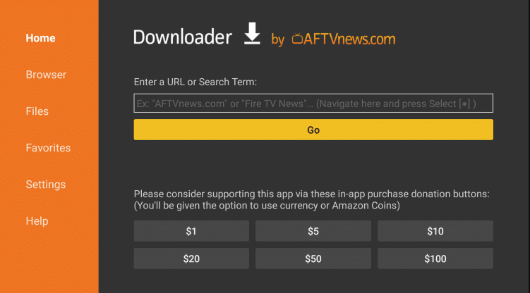 Enter the URL of OTT Navigator IPTV apk