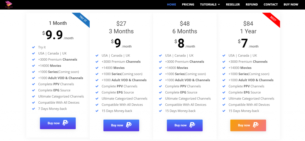 Players Klub IPTV - Subscription plans