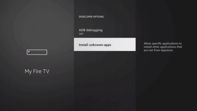 Select Install unknow apps to stream Sterling TV IPTV