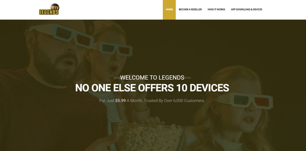 Legends IPTV website
