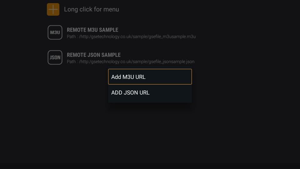 The Amazing TV (IPTV) : Select Add M3U URL
