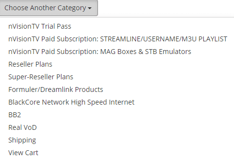 nVision IPTV: Choose a Category