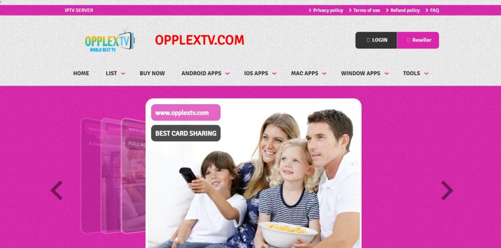 Go to the official OpplexTV website using a browser