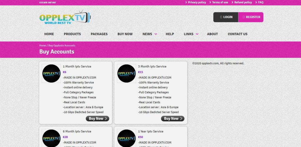 Select the Buy Now option next to the OpplexTV subscription plan
