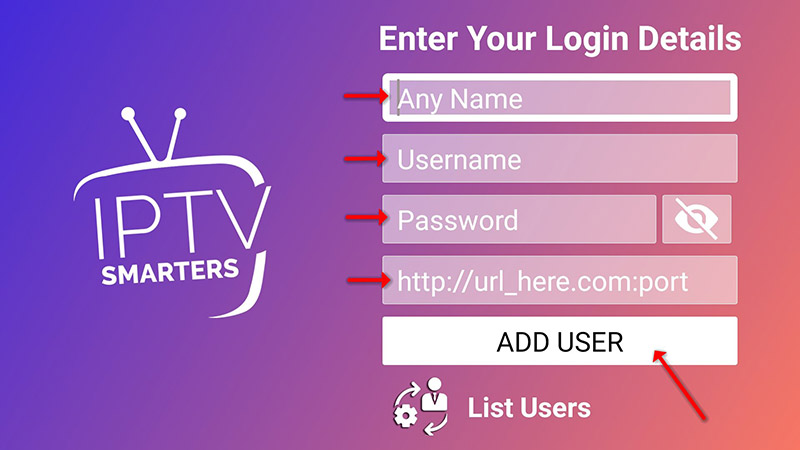 Enter credentials of Voco TV IPTV URL