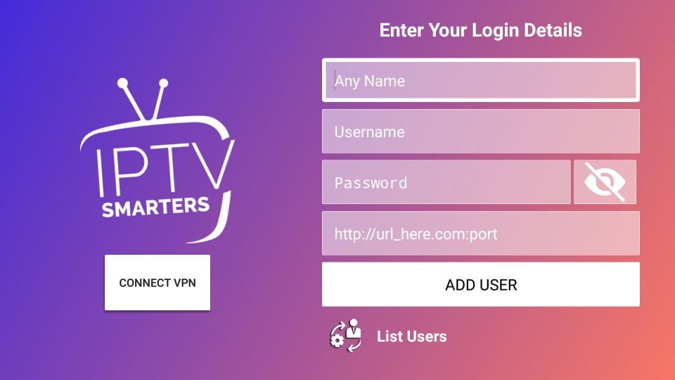 enter the login details of IPTV Builders