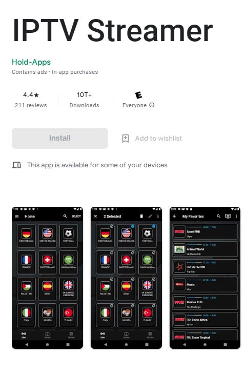 IPTV Streamer on Android