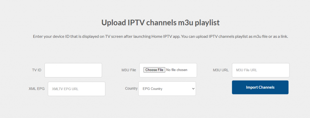 Enter your Device ID, M3U URL, and EPG to use Home IPTV