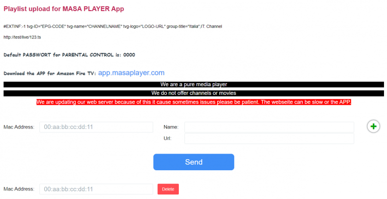 Enter the MAC address and type the M3U URL to stream ResleekTV IPTV