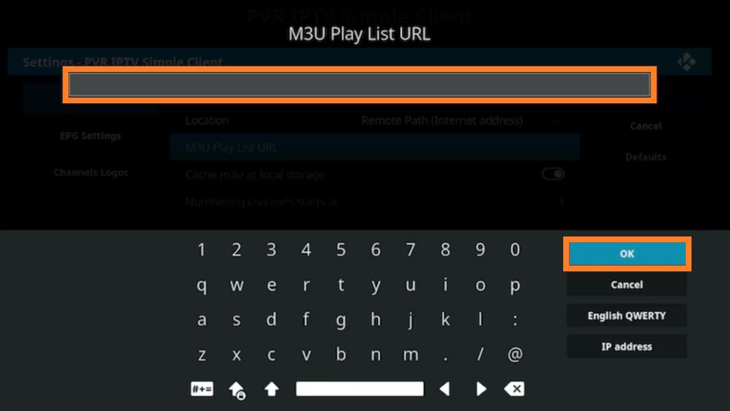 type the M3U URL of Hawks IPTV