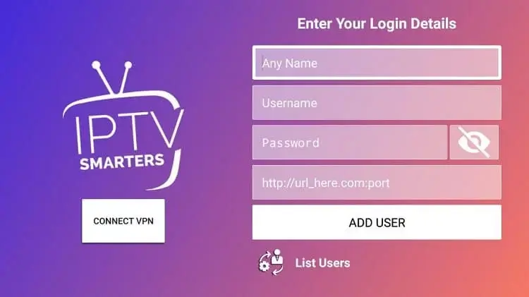 Sign in to your IPTV Streamz account