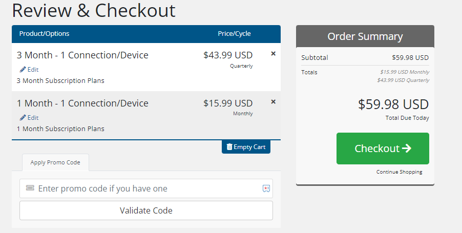 click on Checkout