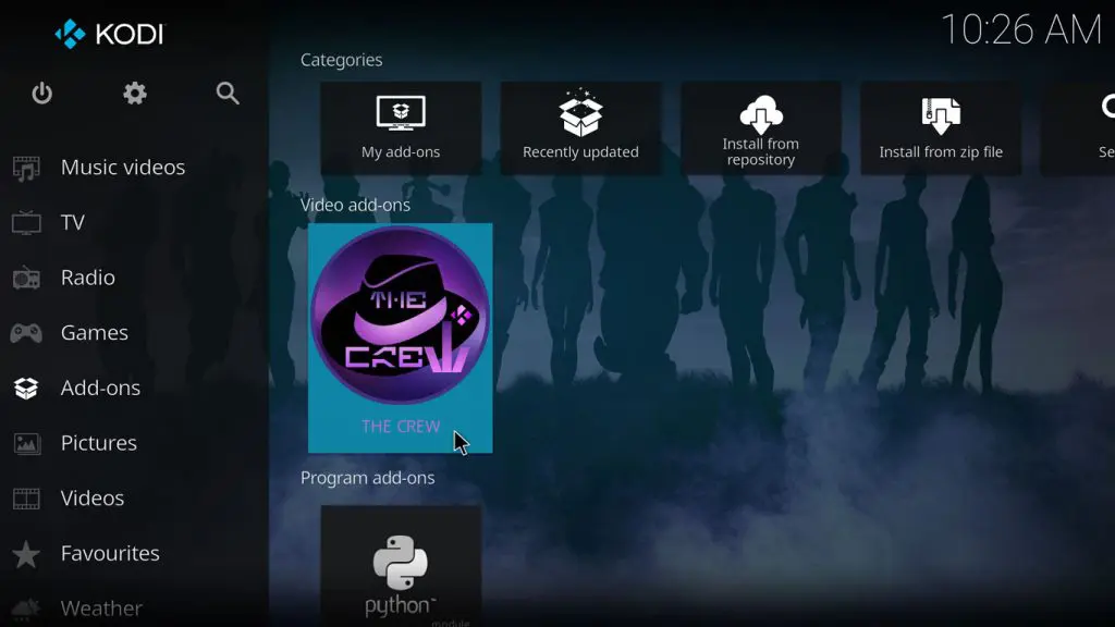 Open The Crew Addon with its shortcut icon