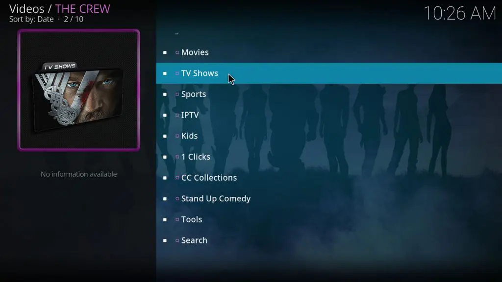 Select the category in The Crew Addon