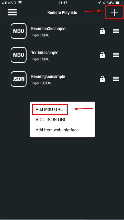 Tap Add M3U URL option