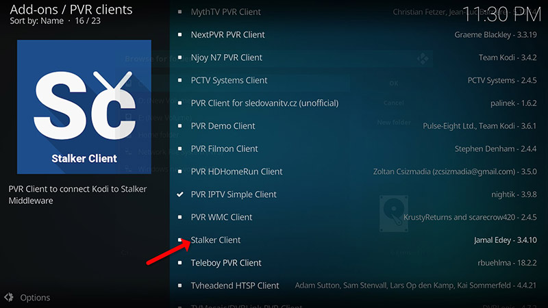 Choose the Stalker Client option to get IPTV Stalker Addon