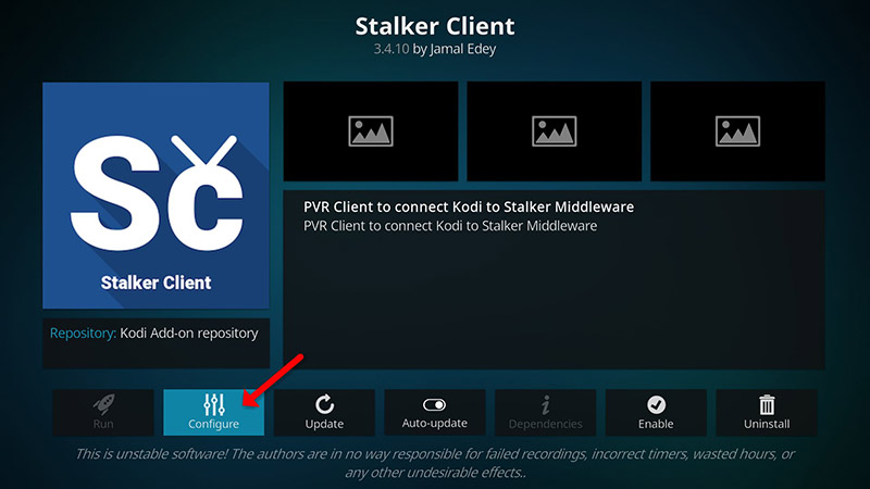 Choose the Configure option