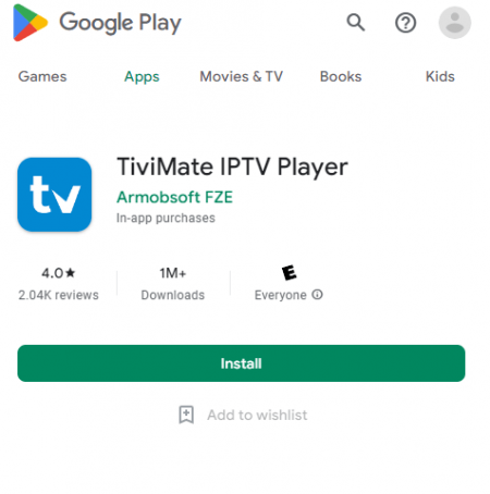 install the TiviMate IPTV Player app