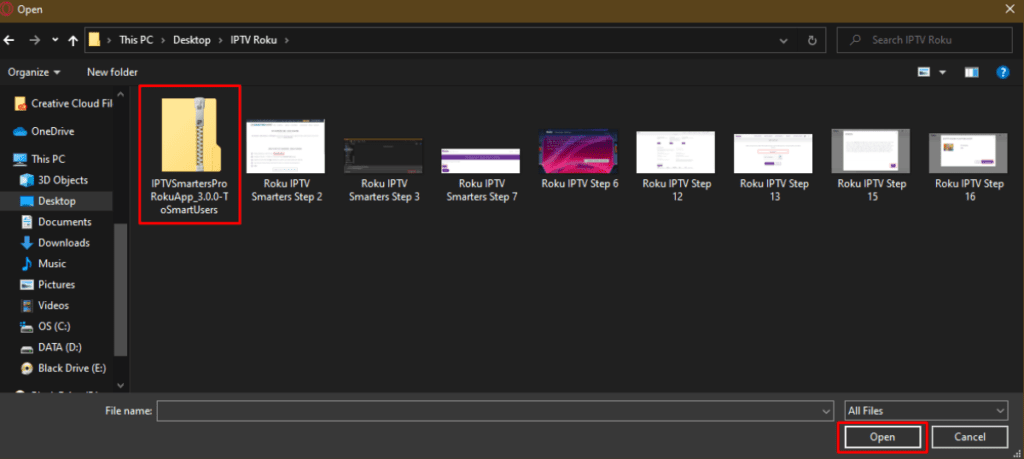 Open the IPTV Smarters file