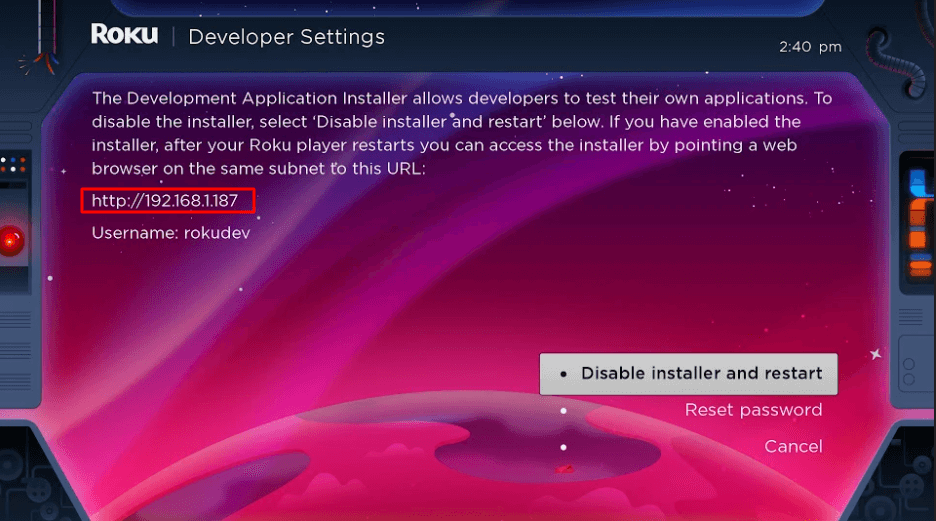 Note the IP address