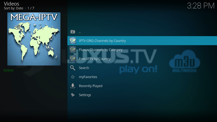 launch Mega IPTV add-on
