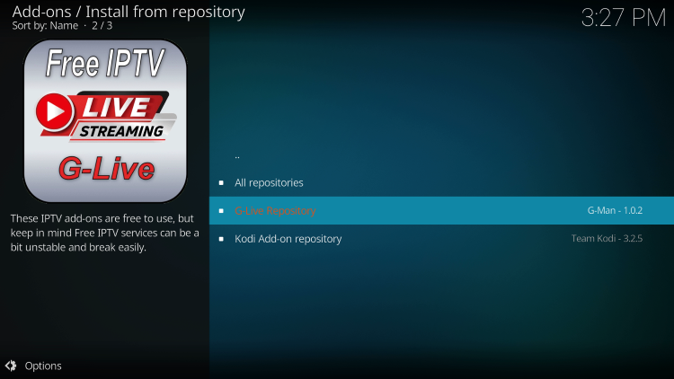 Choose G-Live Repository