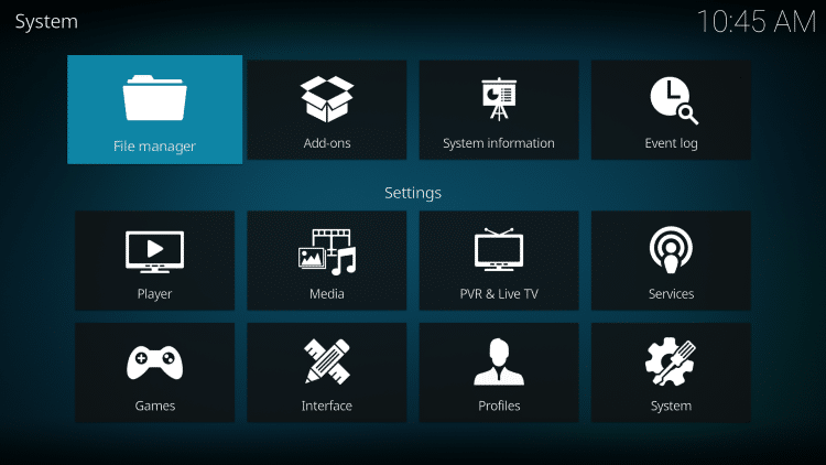 Open File Manager on Kodi