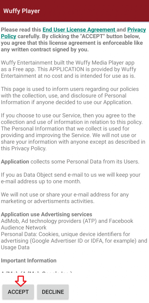 Click the Accept button