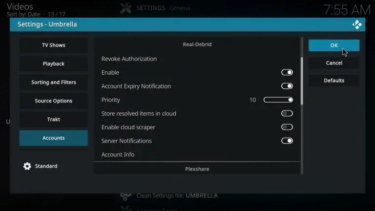 Click on OK to get Umbrella Kodi Addon