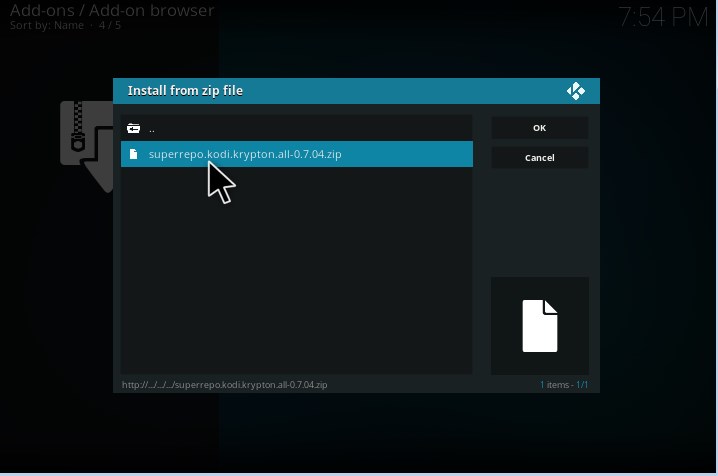 Click the zip file twice to get Wolf IPTV addon