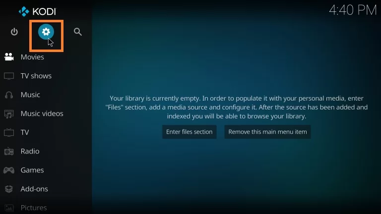 Open Kodi Settings