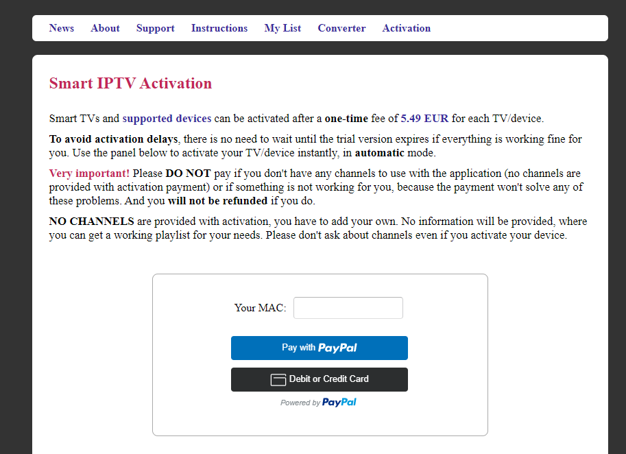 Choose the payment details