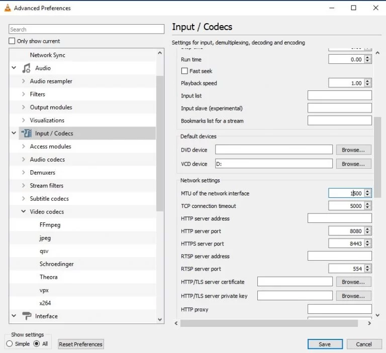 Select the Save button to set up VLC