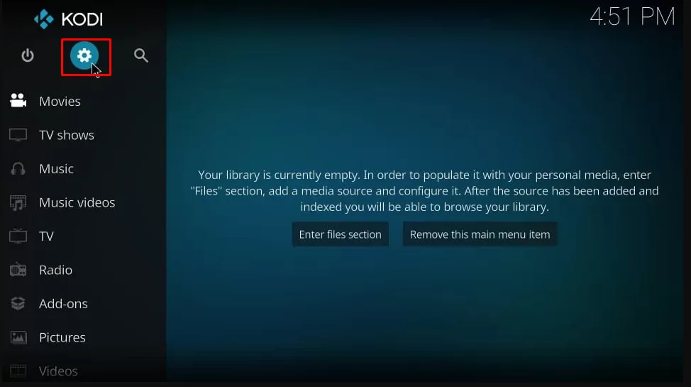 Open Kodi Settings