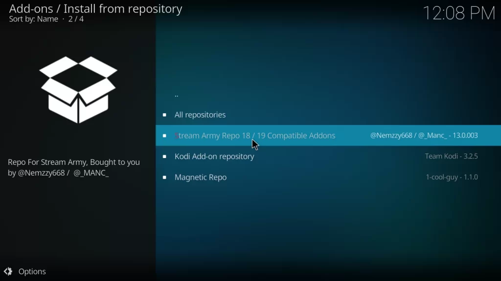 Choose the Nemesis Kodi Addon repository