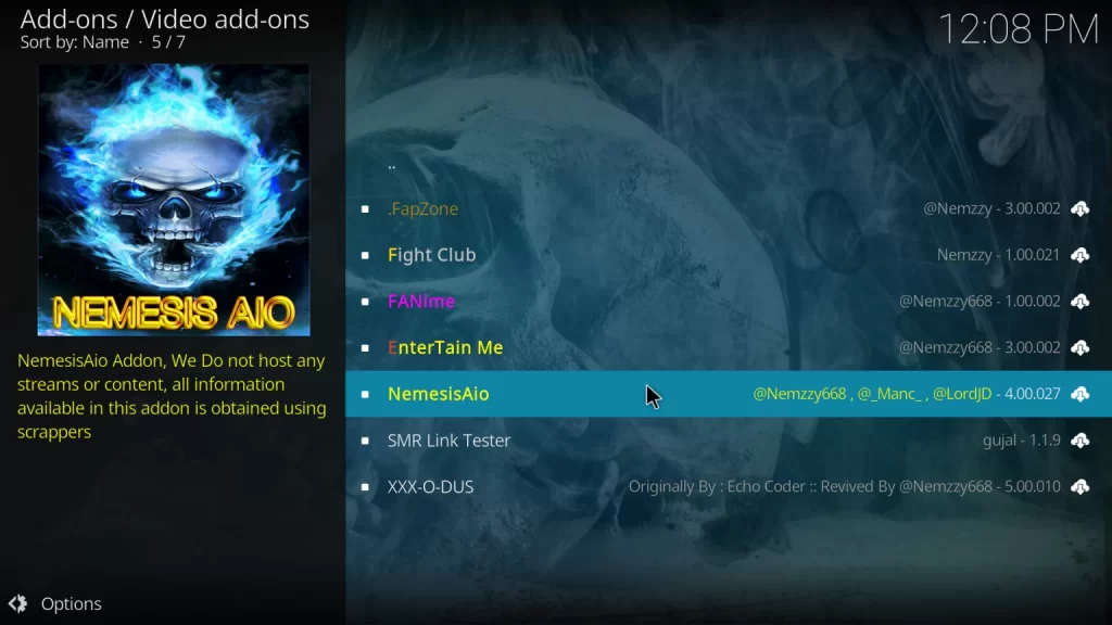 Choose NemesisAIO - Nemesis Kodi Addon