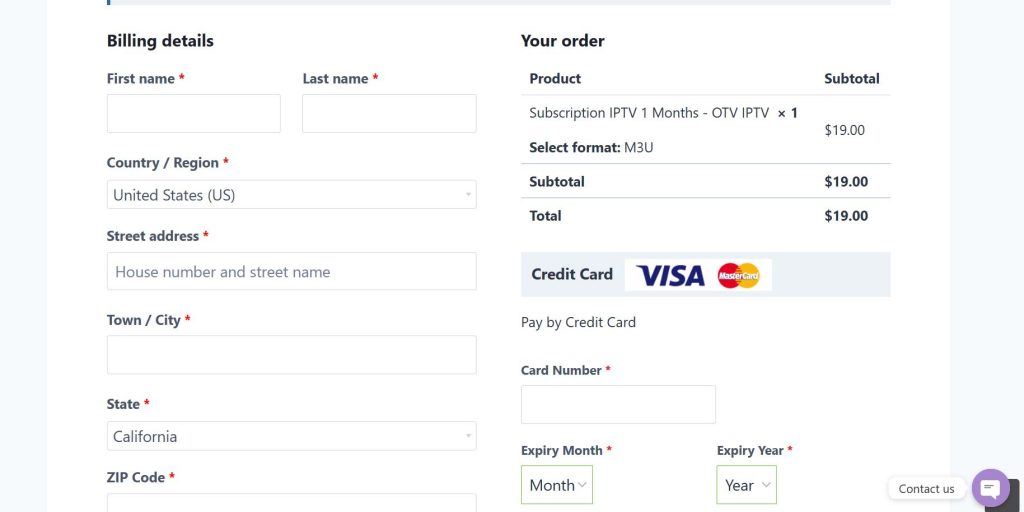 Provide the OTV IPTV billing details