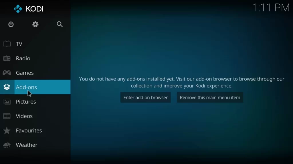 Click the Add-ons option