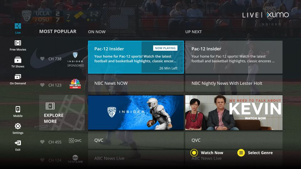 Xumo TV on LG and Samsung Smart TV