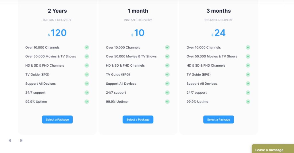 Choose Diablo IPTV plan