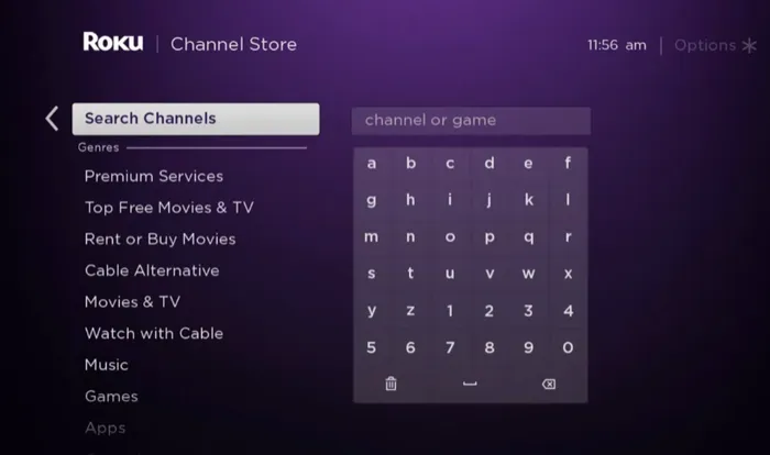 Select Search Channels and look for the IPTV Player on Roku